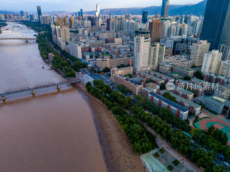 兰州城市高楼建筑航拍图