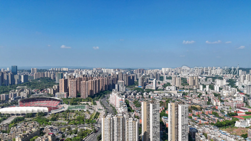 航拍四川自贡大景自贡城市建设摄影图