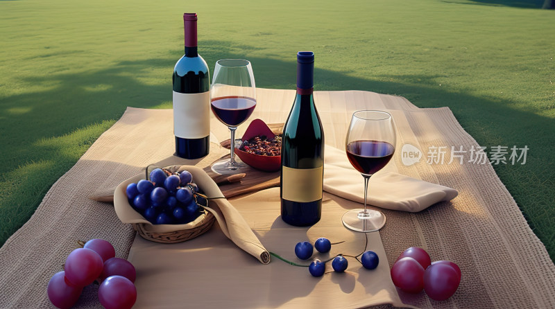 红酒葡萄酒倒酒酒窖草坪午餐