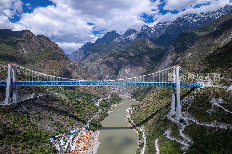 云南香格里拉藏族虎跳峡大桥航拍