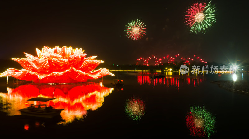 洛阳新年元宵节燃放焰火灯会牡丹旅游