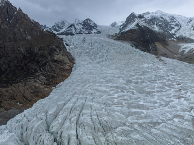 西藏那曲地区布加雪山冰川冰湖高空航拍