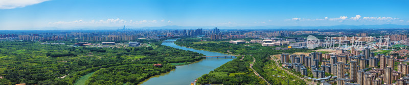 北京通州区京杭大运河北运河城市副中心全景