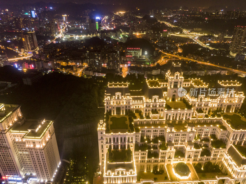 贵州贵阳花果园夜景航拍摄影图