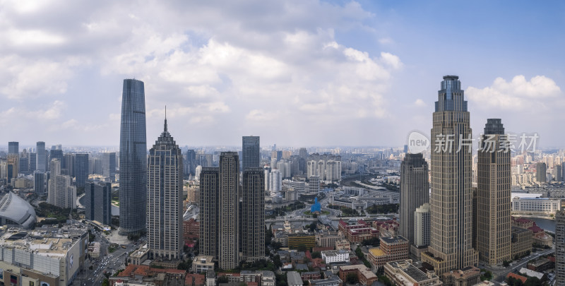 天津海河风景线城市天际线建筑风光航拍