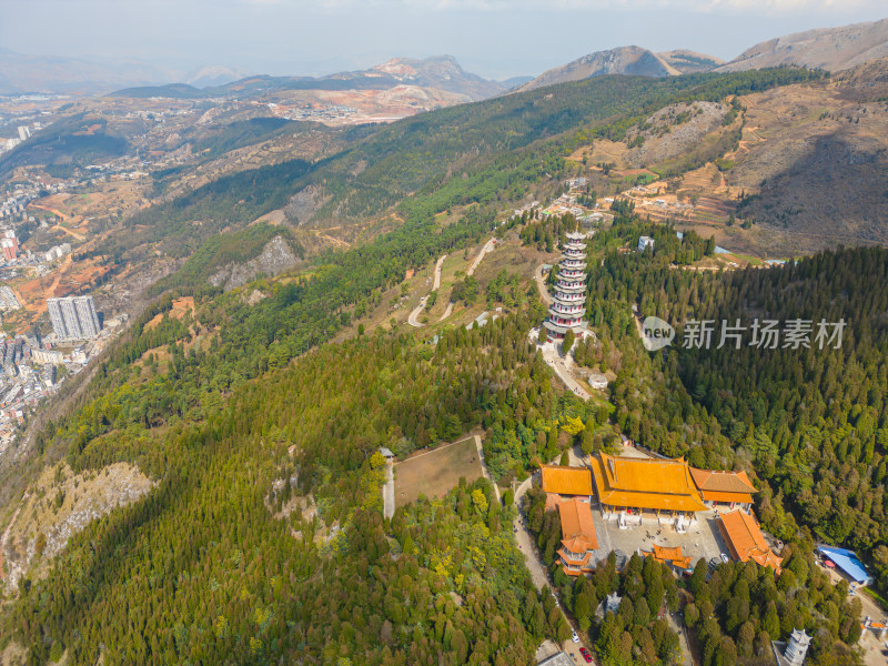 航拍云南个旧老阴山景区