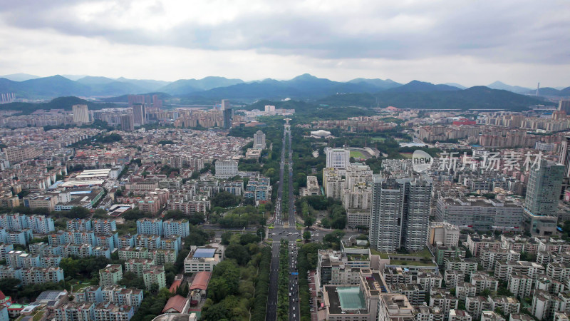 广东中山城市交通航拍图