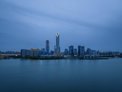 苏州国际金融中心建筑夜景航拍