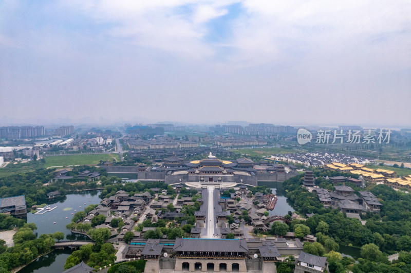 湖北襄阳中国唐城周边建筑交通航拍