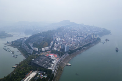 重庆市云阳县全景鸟瞰航拍