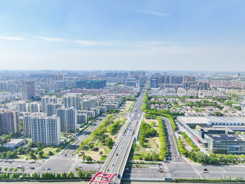 航拍昆山城市风光建筑大景