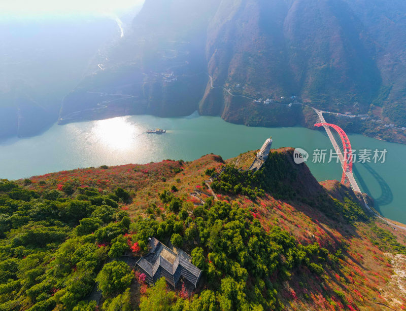 航拍文峰景区红叶