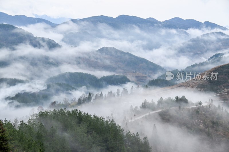 重庆酉阳：雾气中的山村田园