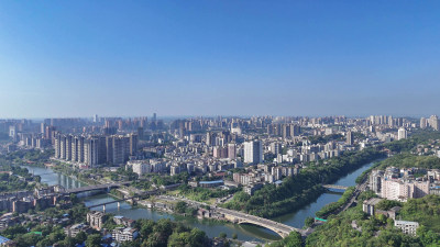 航拍四川自贡大景自贡城市建设摄影图