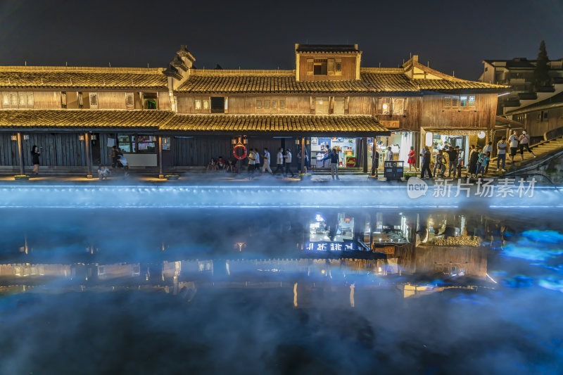 绍兴柯桥古镇景区夜景