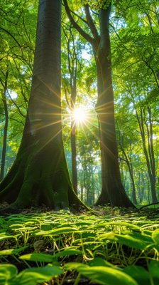 森林晨曦阳光树木自然风光树林背景