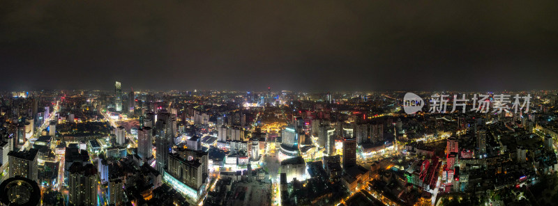 云南昆明城市夜景航拍全景图