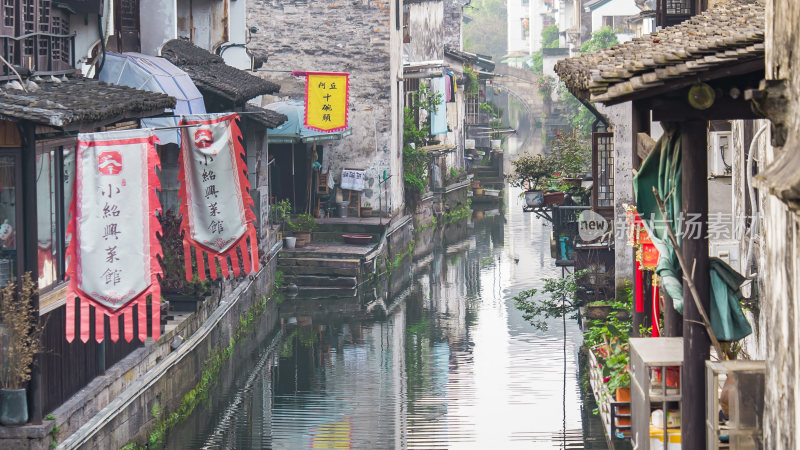 绍兴仓桥直街江南水乡风景