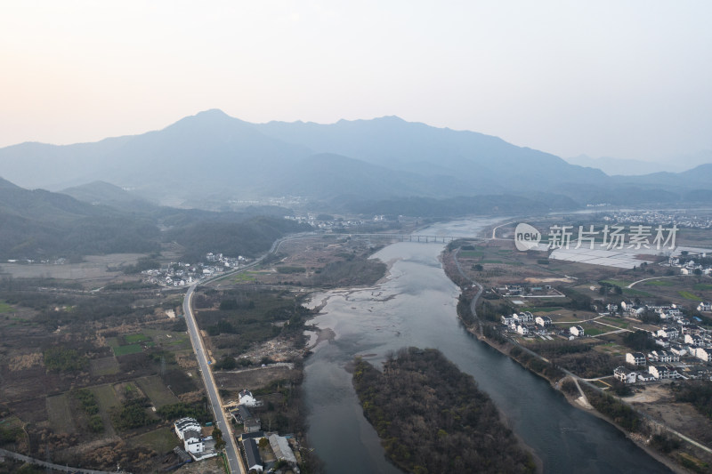 安徽省泾县桃花潭镇桃花潭景区航拍风光