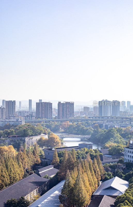 南京城市建筑与自然景观融合全景