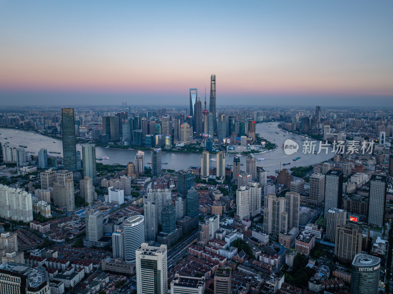 航拍上海现代都市摩天大楼陆家嘴外滩夜景