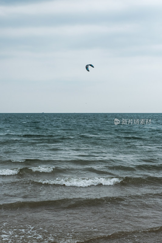 海上风筝冲浪的广阔景象