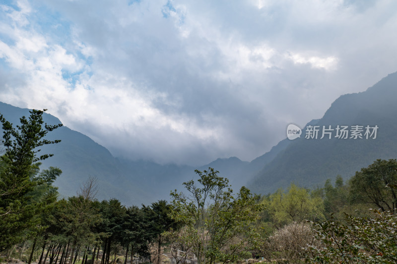 多云天气下的山林自然景观