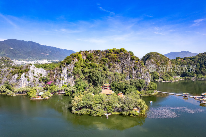 广东肇庆七星岩5A景区航拍图