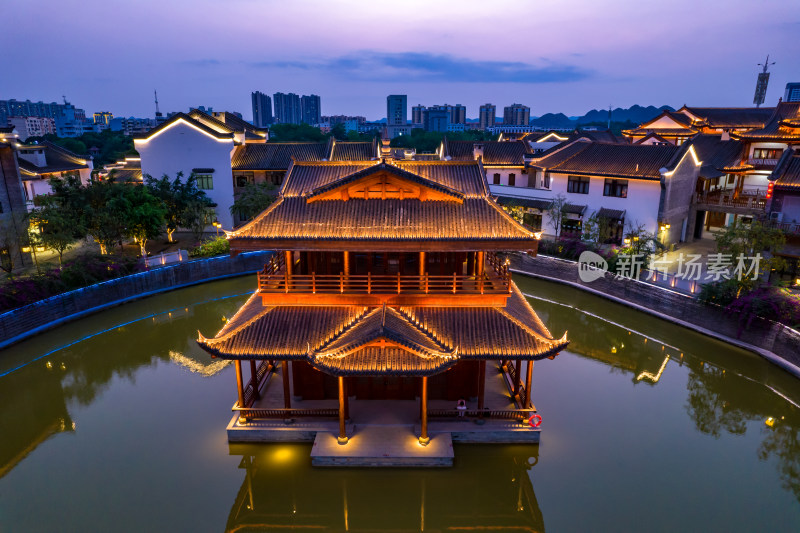 广西崇左市太平府夜景天平古城夜景航拍