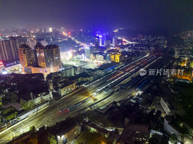 城市夜景灯光航拍摄影图