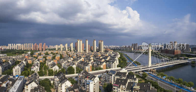 天津海河桥梁风景城市建筑风光航拍