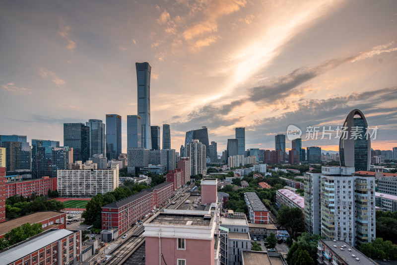 北京国贸CBD日落夜景