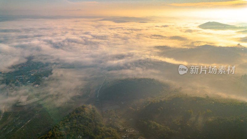 航拍山川清晨云海云雾风景