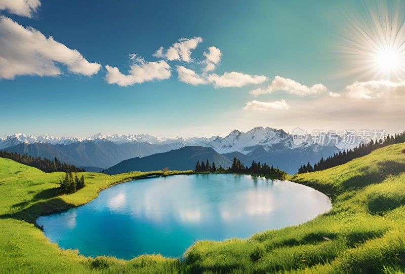 雪山高原草原森林风景