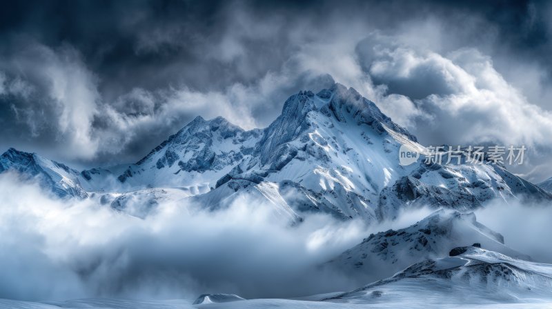 珠穆朗玛峰高峰雪山最高海拔云雾云层