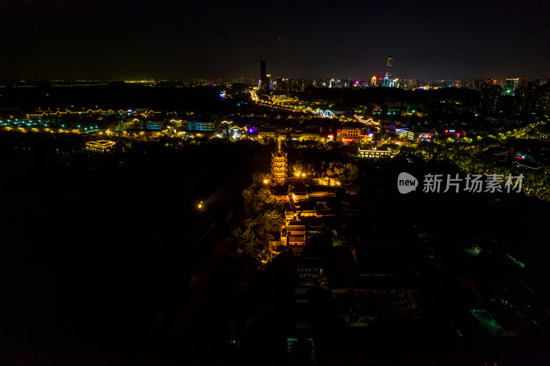 江苏镇江金山寺夜景航拍摄影图