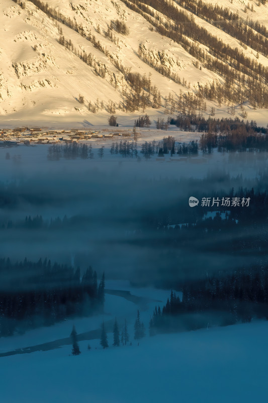 新疆北疆阿勒泰喀纳斯冬季雪景童话世界航拍