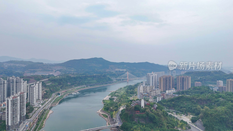 四川达州大景达州州河风光航拍摄影图