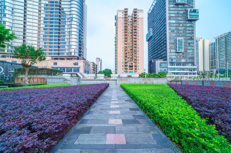 南宁金湖广场城市高楼建筑与公园园林景观