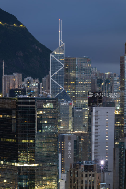 香港维多利亚港CBD中环夜景