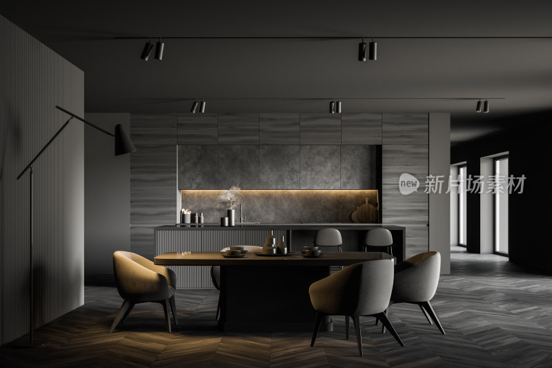 现代简约风格餐厅室内场景