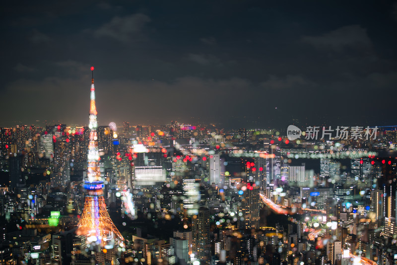 日本东京六本木之丘俯瞰东京市夜晚全景