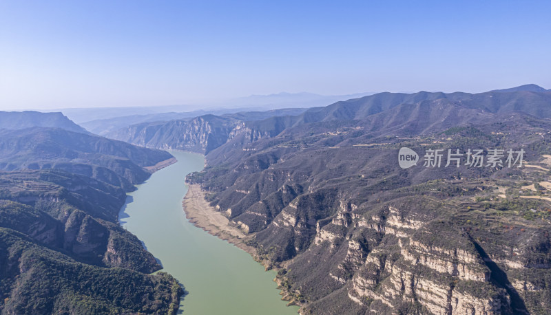 河南段黄河河流地貌航拍摄影配图