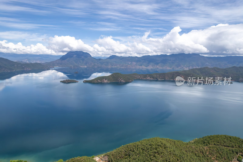 云南丽江泸沽湖摩梭族美景高空航拍