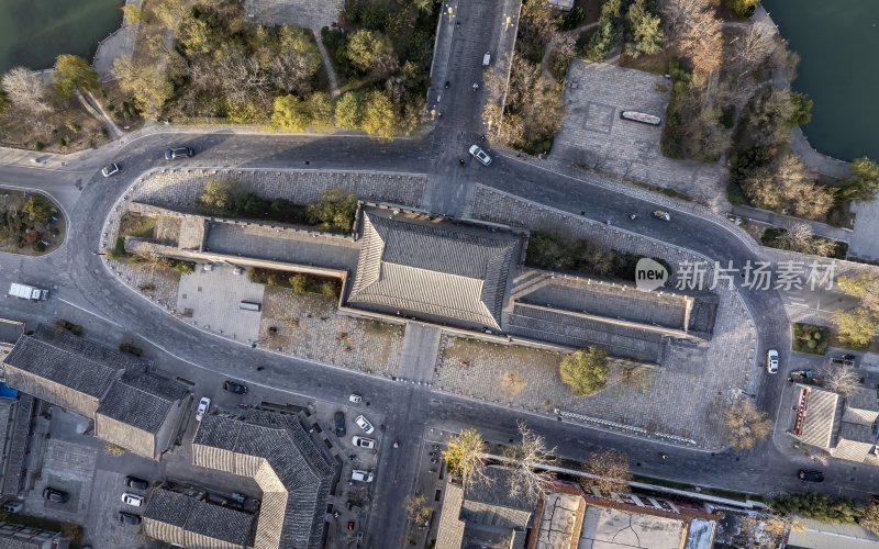 山东省聊城市东昌府区聊城古城航拍