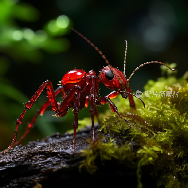 红蚁探头，青苔小径上的微观世界