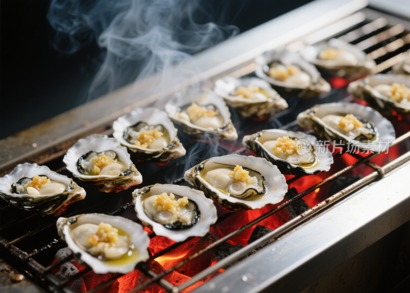 生蚝烤生蚝清蒸生蚝海鲜餐饮美食