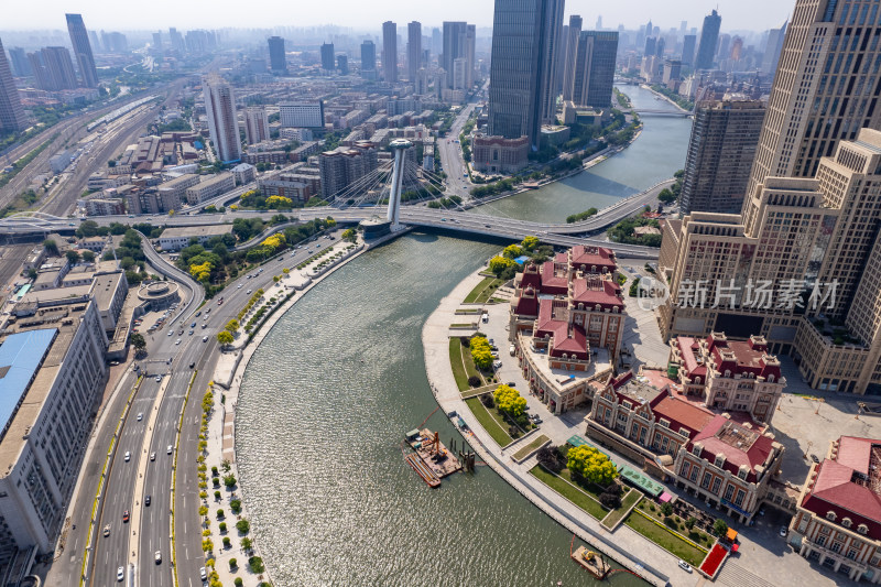 天津城市风光海湾广场航拍图