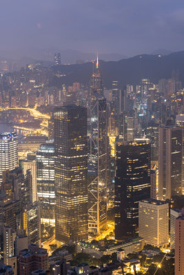 香港维多利亚港CBD中环夜景繁华都市