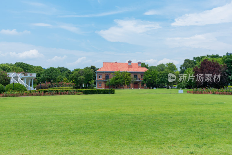 长沙橘子洲草坪古建筑